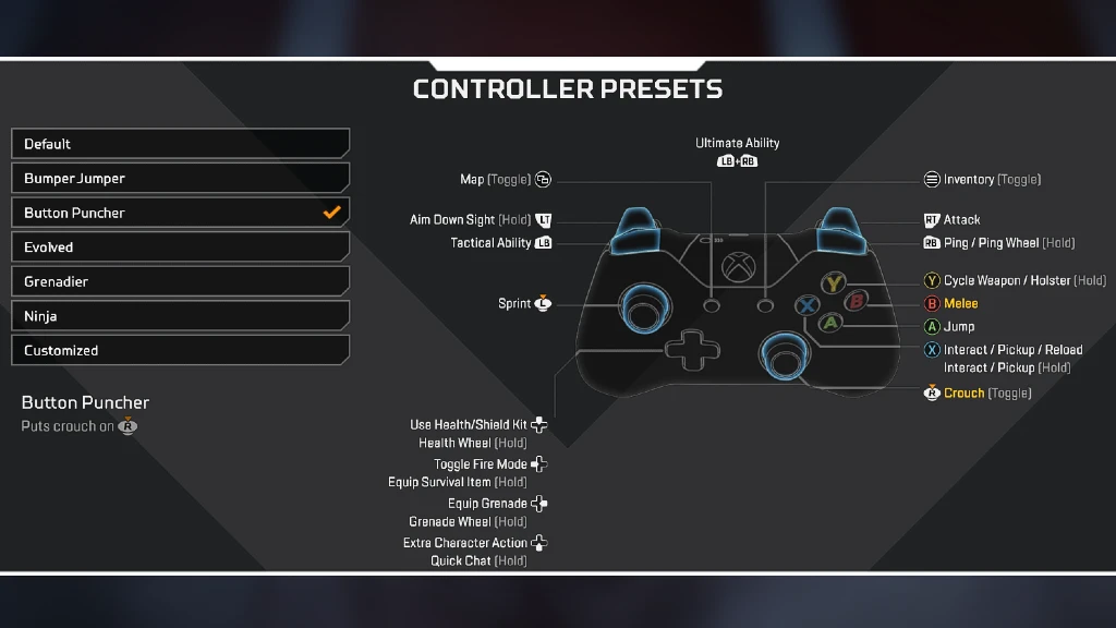 Controller Layout: Controller Presets