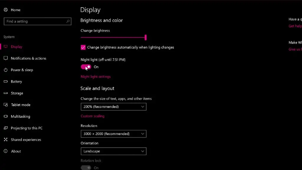 Enable Night Light On Windows 10